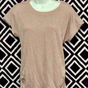 Retrology rose pink white strip t-shirt